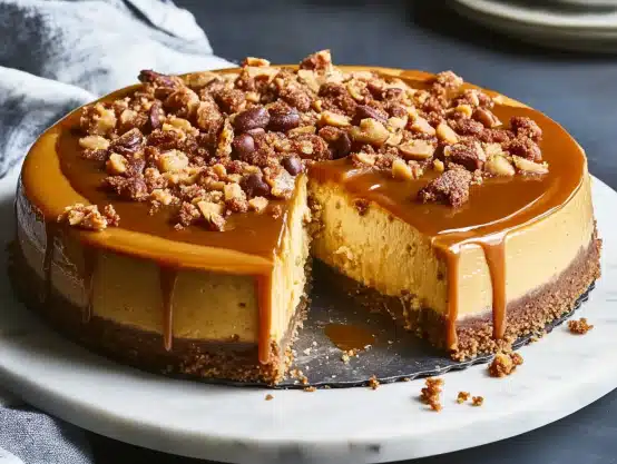 This creamy butterscotch cheesecake is rich, smooth, and topped with a buttery crumble. A perfect dessert for any occasion!
