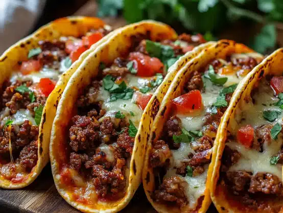 Combine pizza and tacos with this Meat Lovers Pizza Tacos recipe! Loaded with meats, cheese, and bold pizza flavors.