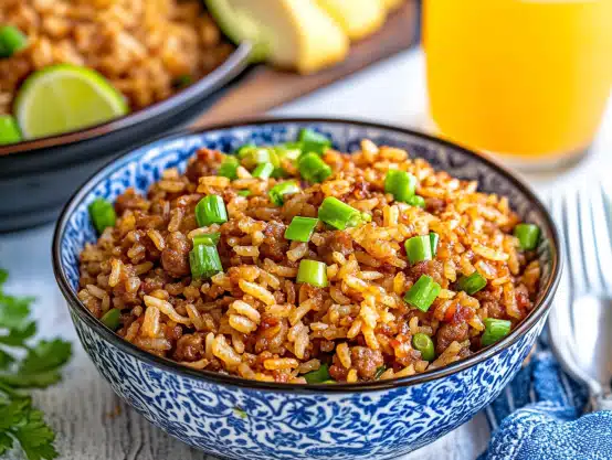 Make this flavorful dirty rice with sausage in just one pan! A quick and easy Southern classic for a delicious meal.