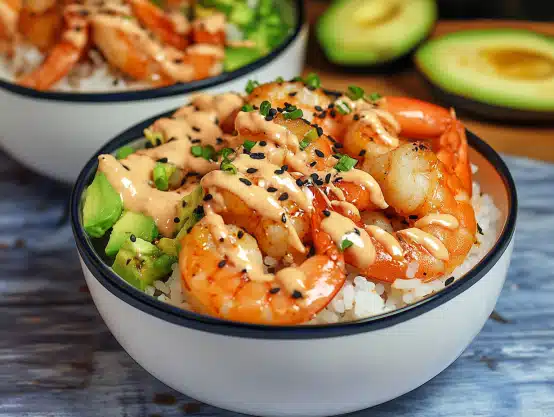 These shrimp rice bowls with spicy mayo are a quick, flavorful, and protein-packed meal. Perfect for busy weeknights!