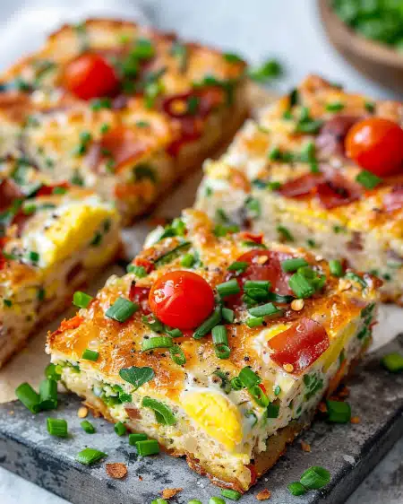 These cottage cheese egg breakfast bars are protein-packed, veggie-loaded, and perfect for meal prep. Easy, fluffy, and delicious!