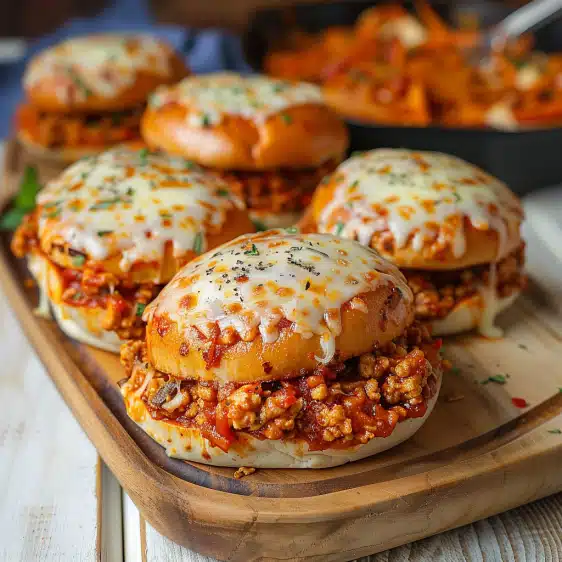 These Chicken Parmesan Sloppy Joes are cheesy, saucy, and quick to make. A fun twist on a comfort food classic!