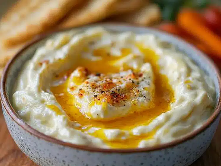 This whipped goat cheese dip with honey is light, creamy, and perfect for snacks, boards, or elegant appetizers.
