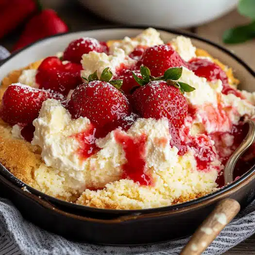 This Strawberry Cheesecake Dump Cake is fruity, creamy, and baked to perfection—easy to make and always a crowd-pleaser.