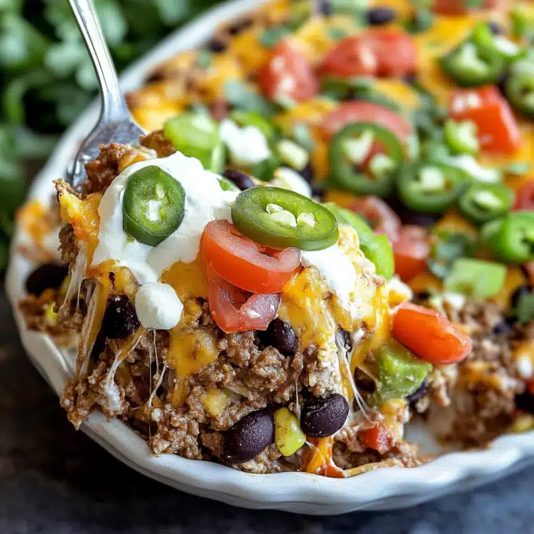 This easy Low Carb Taco Casserole is packed with flavor, perfect for keto dinner or meal prep. Cheesy, spicy, and satisfying!