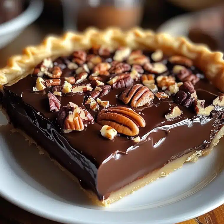 A sweet and rich Texas Chocolate Pecan Pie with crunchy pecans and melted chocolate. Perfect for holidays or anytime!