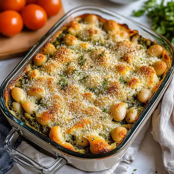 White Bean and Pesto Bake