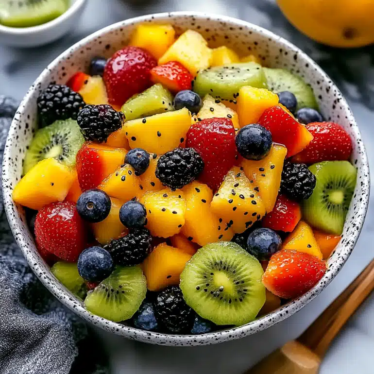Fresh Fruit Salad with Honey Lime Poppy Seed Dressing