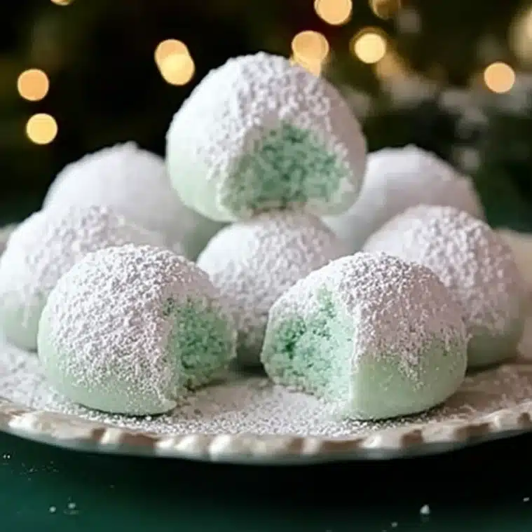 Minty Snowball Cookies