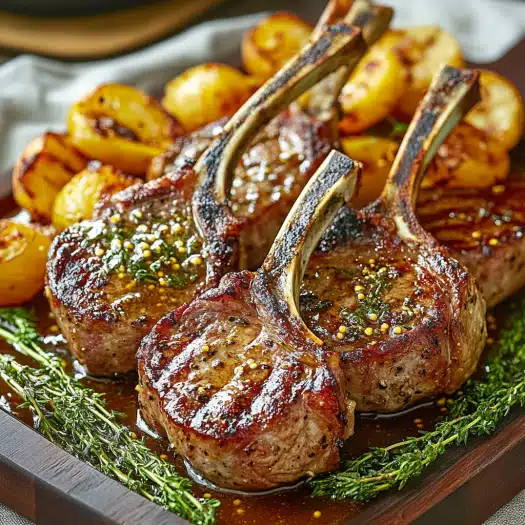 Juicy Lamb Chops in Mustard Thyme