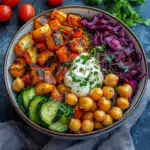 Roasted Vegetable Chickpea Bowl with Tahini Dressing