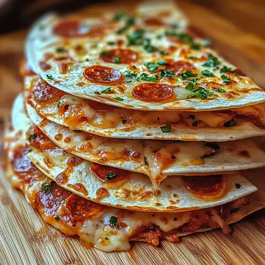 Pizza Quesadillas with Pepperoni