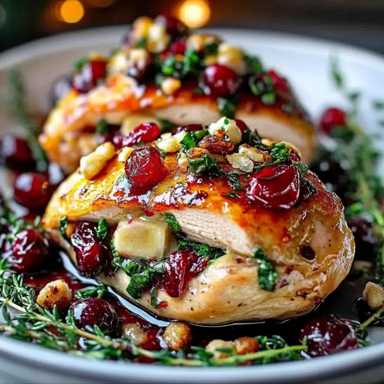 Chicken Stuffed with Brie Spinach and Cranberries