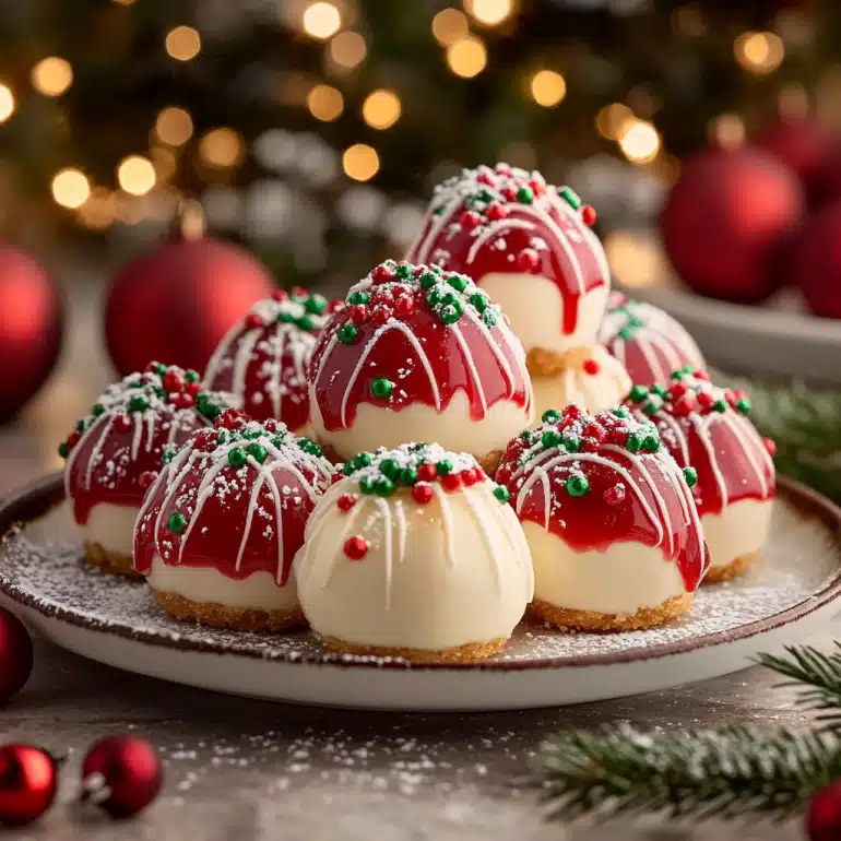 No-Bake Christmas Cheesecake Bites
