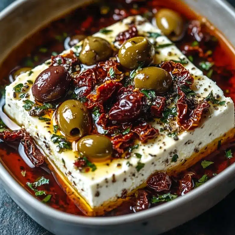 Baked Feta with Olives and Sun-Dried Tomatoes