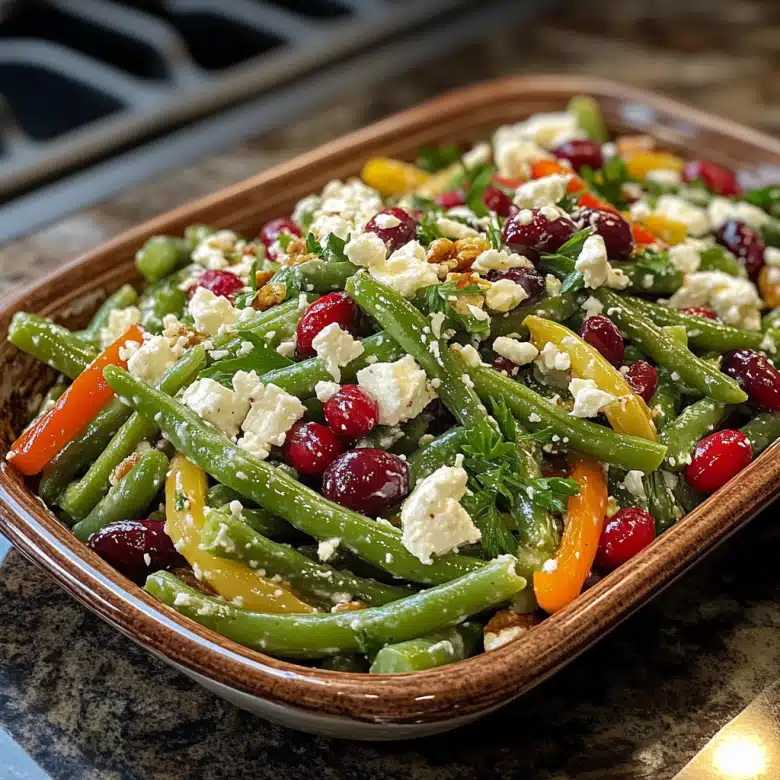 Holiday Green Bean Salad with Feta, Cranberries & Walnuts