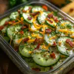 Creamy Cucumber Salad with Bacon and Cheese