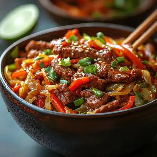 Asian Style Stir Fried Cabbage with Beef