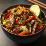 Asian Style Stir Fried Cabbage with Beef