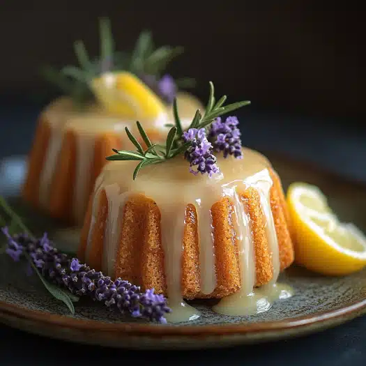 Mini Lemon Cakes with Lavender Glaze