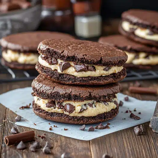 Brownie Chocolate Chip Cookie Dough Sandwich Cookies