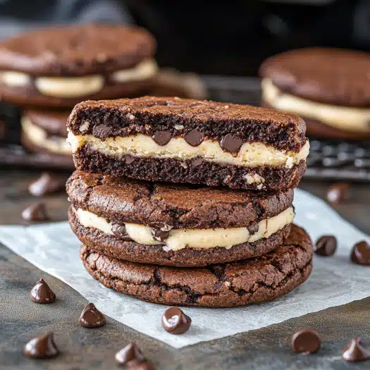 Brownie Chocolate Chip Cookie Dough Sandwich Cookies