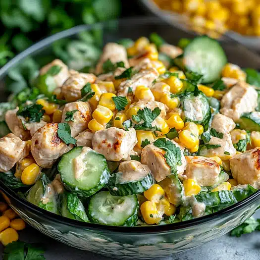 Street Corn Creamy Cucumber Chicken Salad