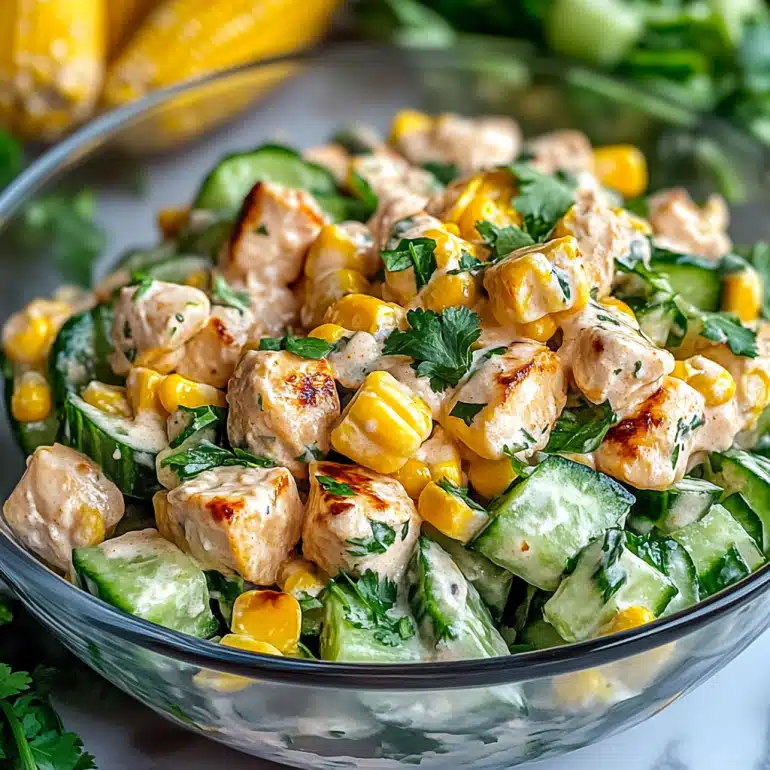 Street Corn Creamy Cucumber Chicken Salad