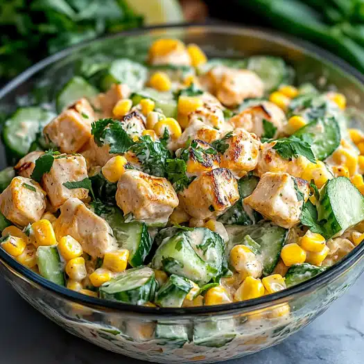 Street Corn Creamy Cucumber Chicken Salad